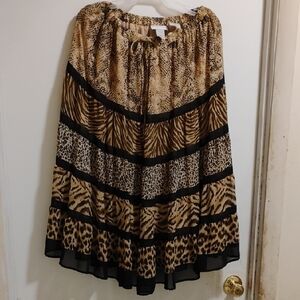 Alfred Dunner Brown & Black Mixed Animal Print A-Line Skirt